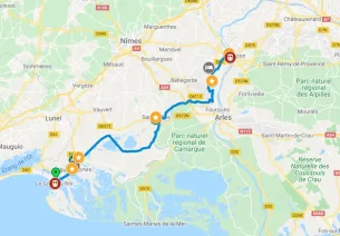 Carte séjour du Rhône à la Camargue