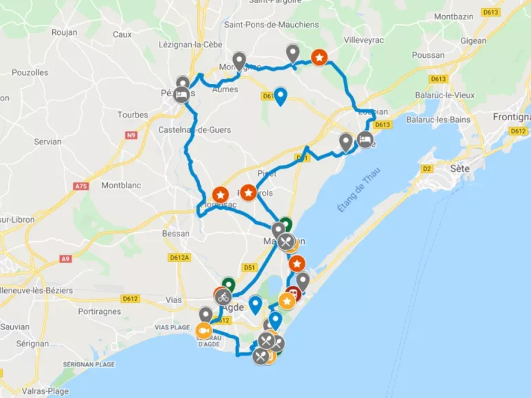 Carte vignobles du Languedoc